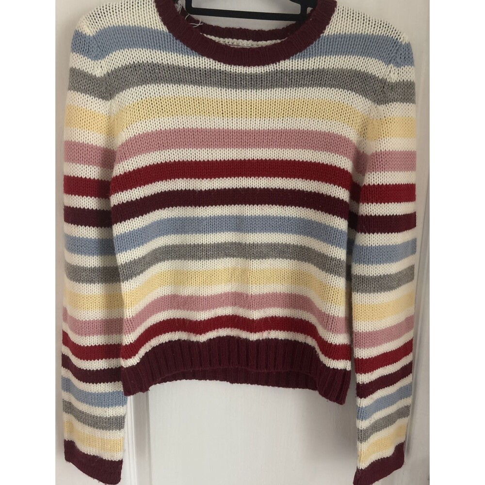 Vintage Y2K Energie Ribbed Stripe Sweater Fairy Grunge 90's Chunky Knit Sz Large